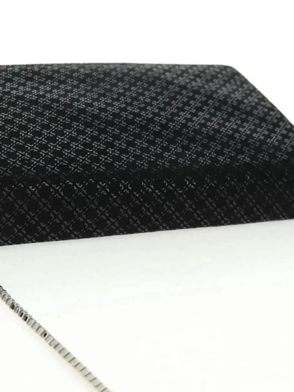 Salvatore Ferragamo Chain Shoulder Bag Suede Black Silver Auth 154248V